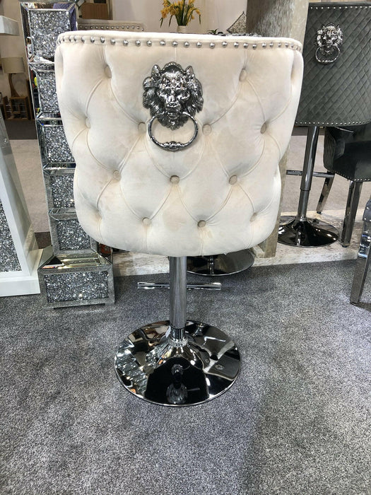 Valentino bar stool- plush velvet - lion knocker Velvet barstool adjustable barstool velvet bar stool bar chair bar stools upholstered barstool lion knocker barstool