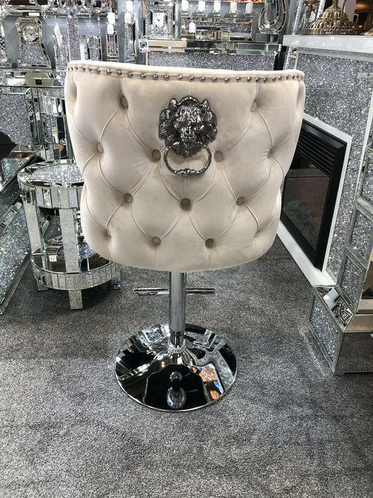 Valentino bar stool- plush velvet - lion knocker Velvet barstool adjustable barstool velvet bar stool bar chair bar stools upholstered barstool lion knocker barstool cream barstool black barstool grey barstool grey velvet barstool cream velvet barstool black velvet barstool