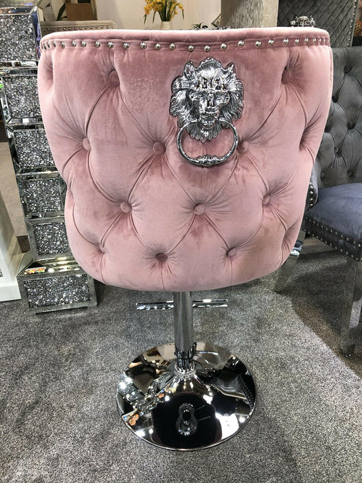 Valentino bar stool- plush velvet - lion knocker Velvet barstool adjustable barstool velvet bar stool bar chair bar stools upholstered barstool lion knocker barstool cream barstool black barstool grey barstool grey velvet barstool cream velvet barstool black velvet barstool