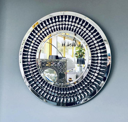 drop leaf round wall mirror