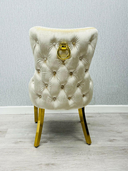 Sofia Dining Table with Victoria Circle Knocker Chairs
