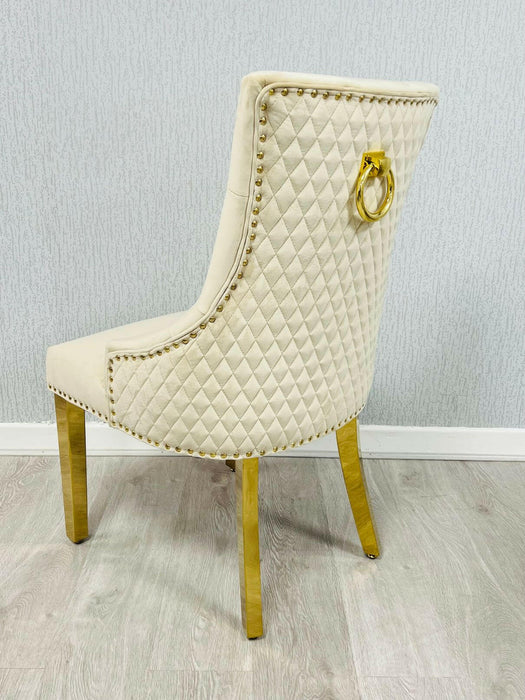 Majestic Velvet Dining Chair Gold Circle Knocker