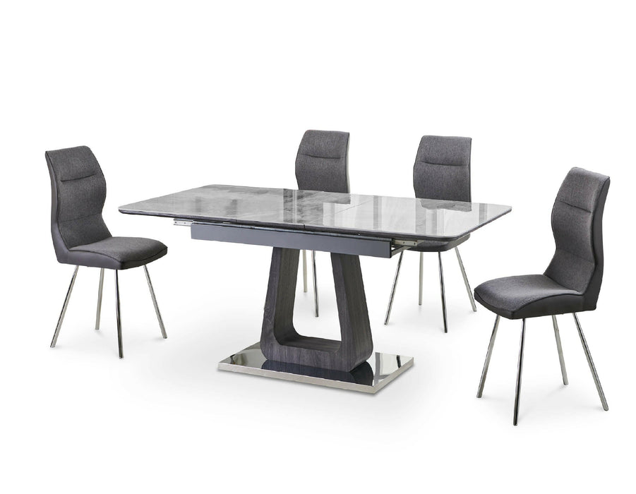 Zermatt 120cm Dining Table (120cm Fixed Top) (Grey Ceramic) with 4 Zermatt Chairs