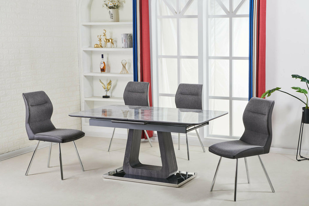 Zermatt 120cm Dining Table (120cm Fixed Top) (Grey Ceramic) with 4 Zermatt Chairs