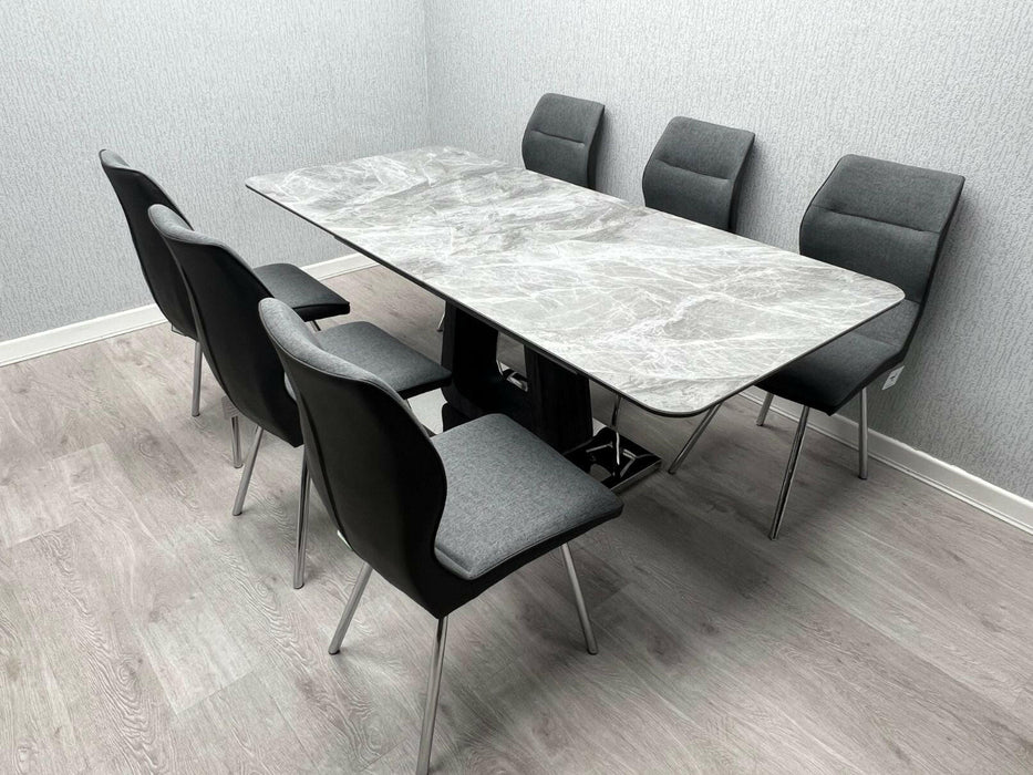 Zermatt Extendable Dining Table(160 – 200) (Grey Ceramic) with 6 Zermatt Chairs