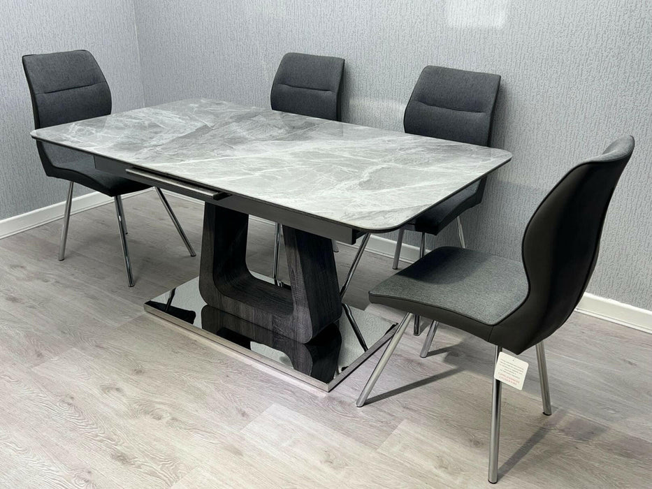 Zermatt Extendable Dining Table(160 – 200) (Grey Ceramic) with 6 Zermatt Chairs