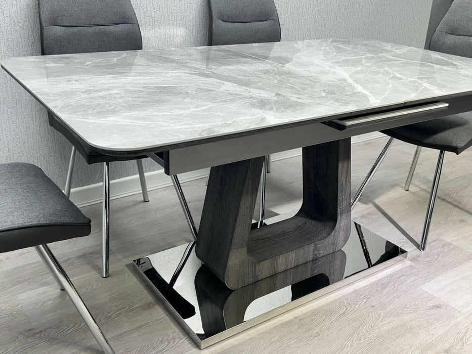 Zermatt Extendable Dining Table(160 – 200) (Grey Ceramic) with 6 Zermatt Chairs