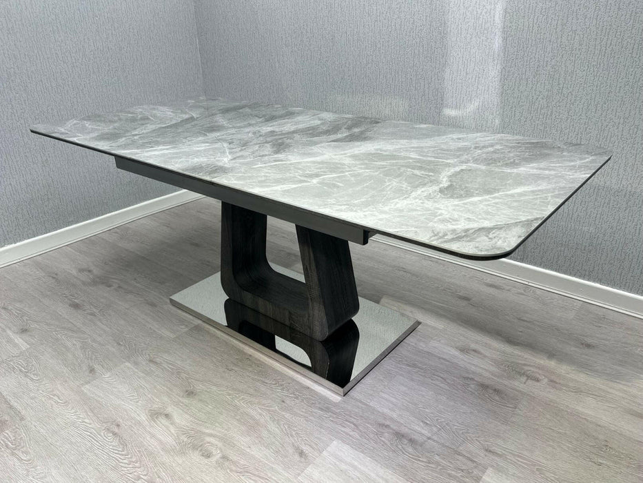 Zermatt 120cm Dining Table (120cm Fixed Top) (Grey Ceramic) with 4 Zermatt Chairs