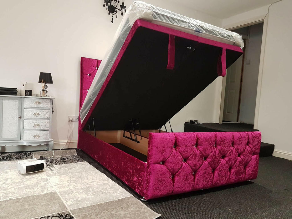 Enigma Divan Ottoman Crushed Velvet Bedframe