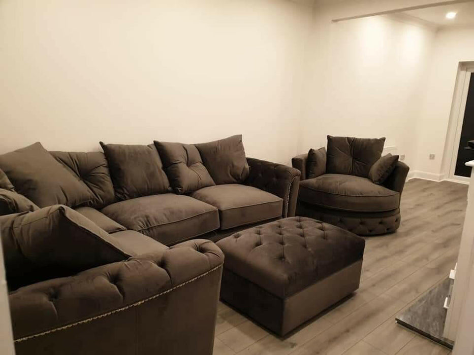 Rachel glitter plush velvet corner sofa range