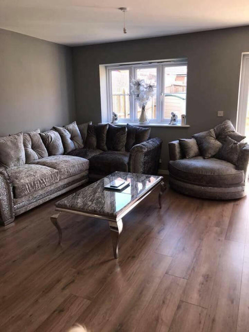 Crushed velvet cheap diamante sofa