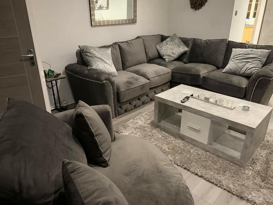 Rachel glitter plush velvet corner sofa range