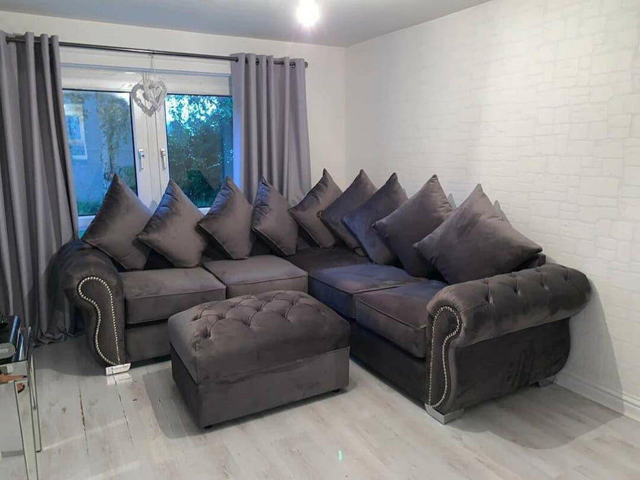 Rino plush velvet corner sofa