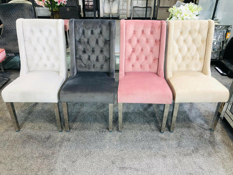Kyoto velvet wing back dining chair