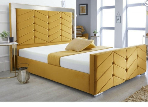 Luciana Mirrored Plush Velvet Bedframe