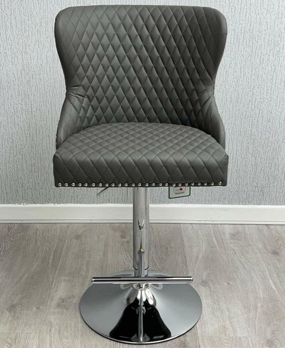 Bar Stool Pu Grey Leather Valentino Barstool Lion Knocker