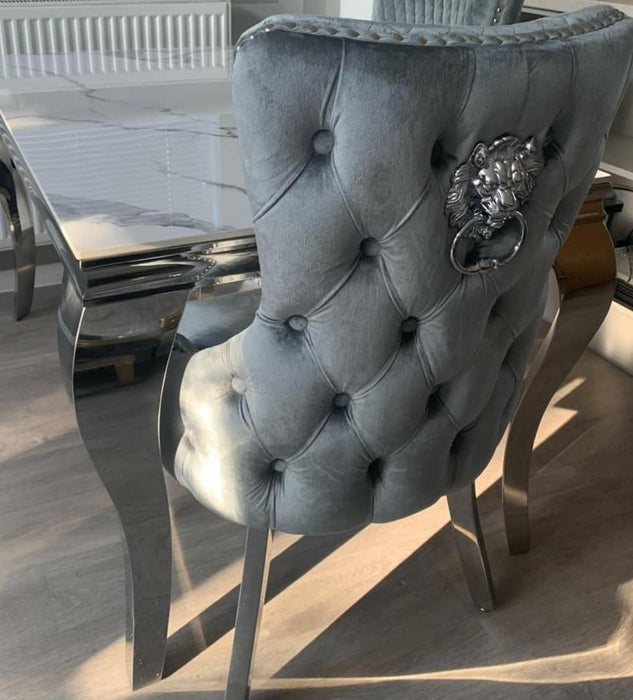 Sofia Black & Gold Marble Table + Victoria Dining Chairs
