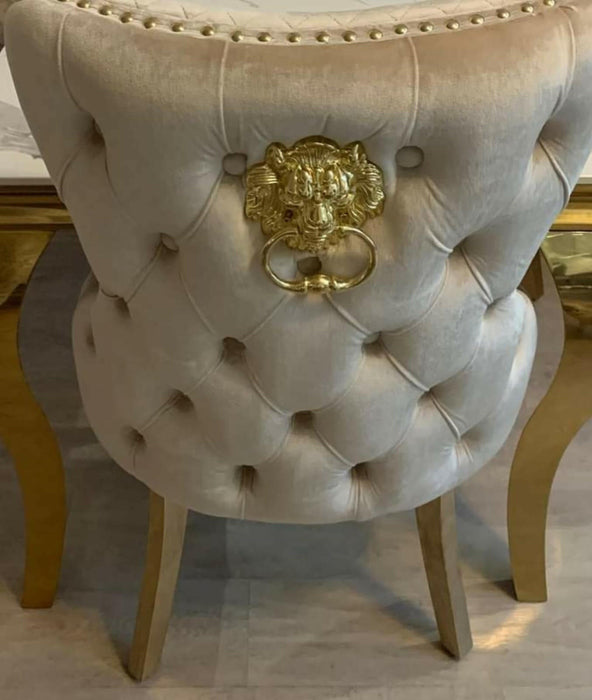 Sofia Black & Gold Marble Table + Victoria Dining Chairs