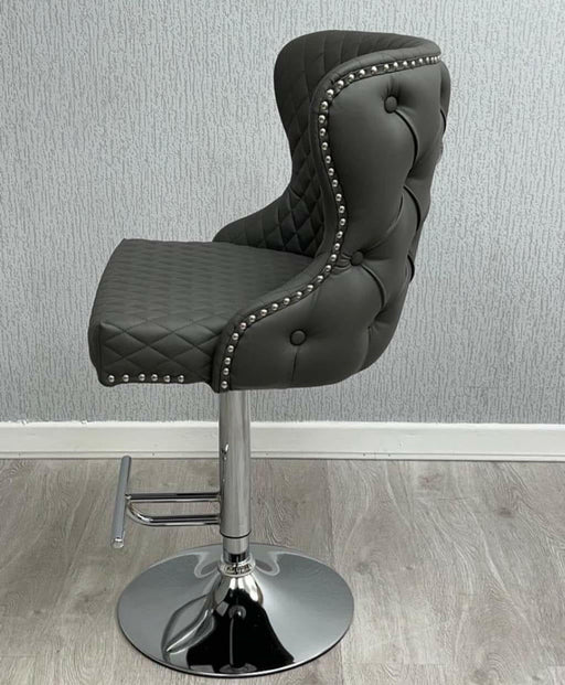 Bar Stool Pu Grey Leather Valentino Barstool Lion Knocker