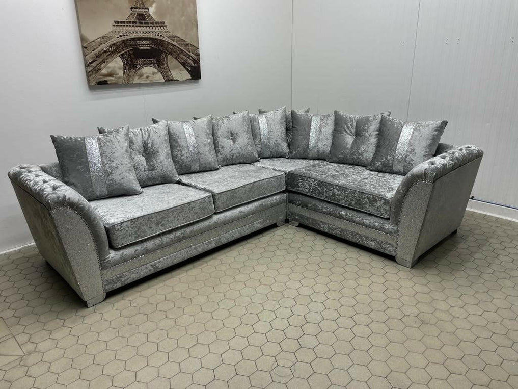 Luxury Essex Lustro Crushed Velvet Corner Sofa Range — Celebrity Interiors