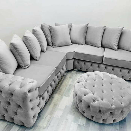 Chesterfield Round Sofa Full Upholstery Footstool Celebrity