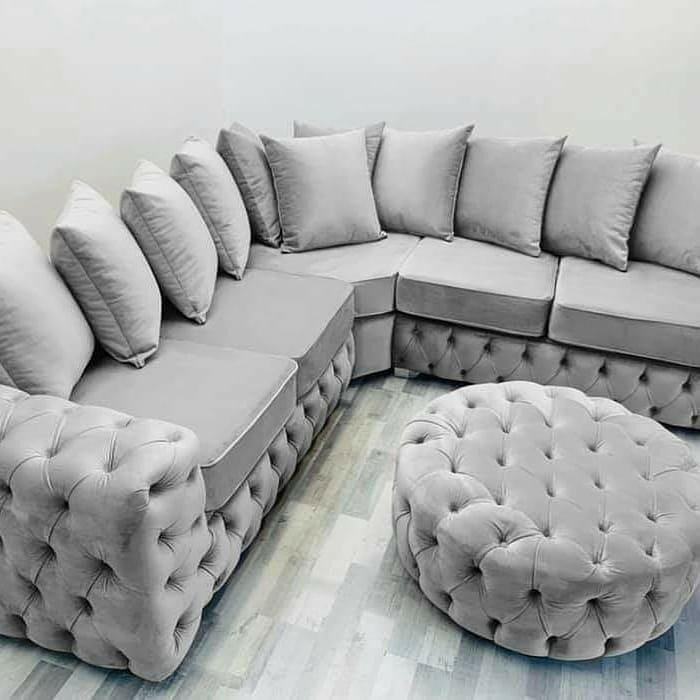 Chesterfield armchair hotsell and footstool