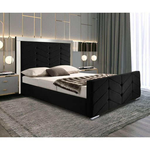 Luciana Mirrored Plush Velvet Bedframe