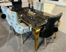 Sofia Black & Gold Marble Table + Victoria Dining Chairs
