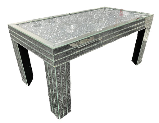 Crushed diamond mirrored coffee table