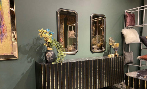 LOTUS WALL MIRROR IN BLACK & GOLD (PRICE IS FOR PAIR) - NOW ON SALE