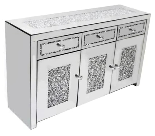 Roma Crushed diamond Door 3 Drawer Large Sideboard