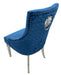 Lexi Chair Navy Blue Plush Velvet & Chrome Detailing