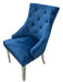Lexi Chair Navy Blue Plush Velvet & Chrome Detailing