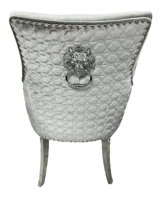 Lexi Chair Silver Shiny Pewter Velvet & Chrome Legs