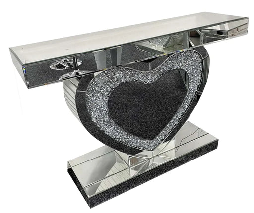 Crushed Diamond Heart Console Table Celebrity Interiors