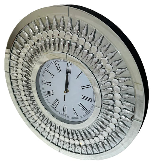Round Pear Drop Mirrored clock 50cm