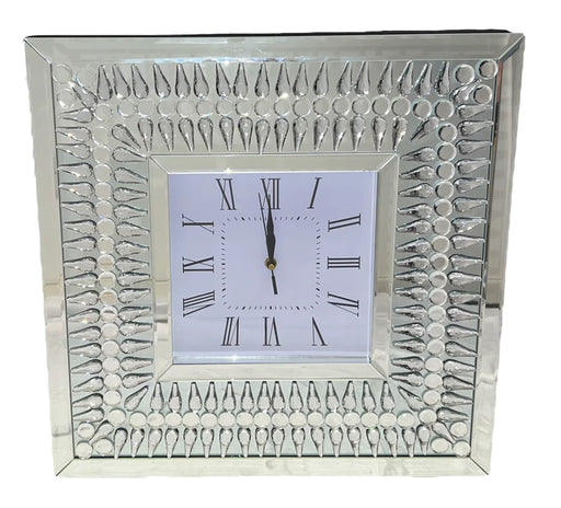 Square Pear Drop Mirrored clock 50cm