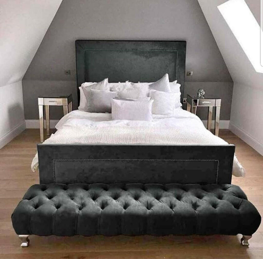 Onyx Crushed Velvet Bedframe Celebrity Interiors
