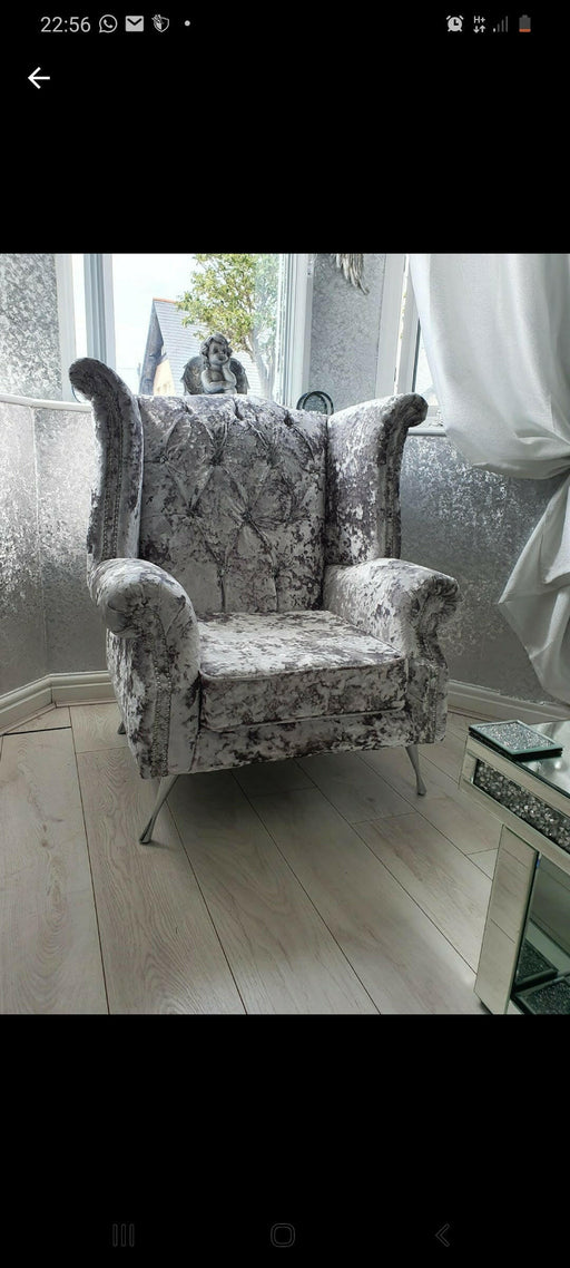 Grey crushed on sale velvet armchair