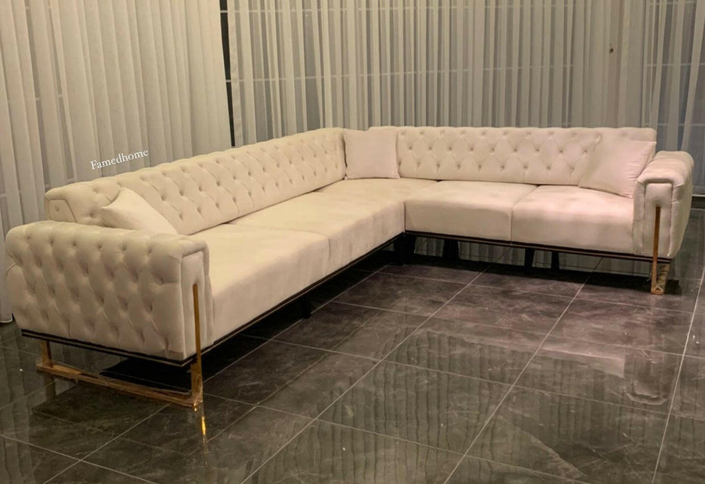 Chrometrimsofa goldtrimsofa velvetsofa dubaisofacollection plushvelvetsofas luxurysofa uniquesofas furniture sofas sofa cornersofa 3+2sofa homedecor design interiordesign livingroom home furnituredesigns love bespoke bespokesofas