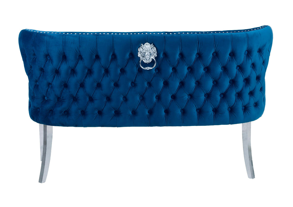 Valentino Velvet Fabric Dining Bench With Chrome Legs
