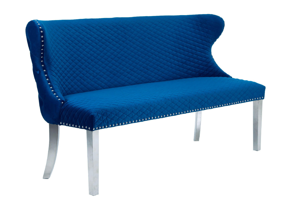 Valentino Velvet Fabric Dining Bench With Chrome Legs