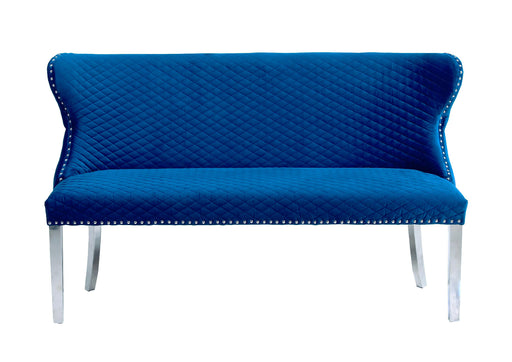 Valentino Velvet Fabric Dining Bench With Chrome Legs