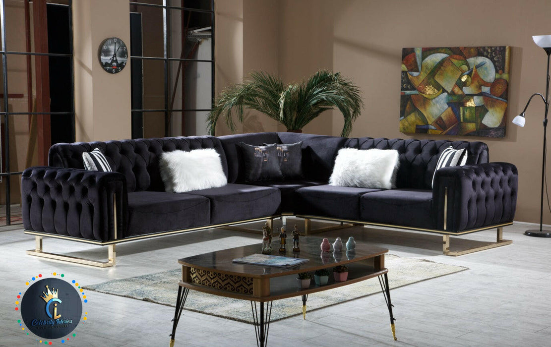 Chrometrimsofa goldtrimsofa velvetsofa dubaisofacollection plushvelvetsofas luxurysofa uniquesofas furniture sofas sofa cornersofa 3+2sofa homedecor design interiordesign livingroom home furnituredesigns love bespoke bespokesofas