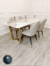 Lucien 1.8m Pandora Gold Sintered Stone Top & Sienna Leather Chairs