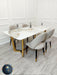 Lucien 1.8m Pandora Gold Sintered Stone Top & Astra Leather Chairs