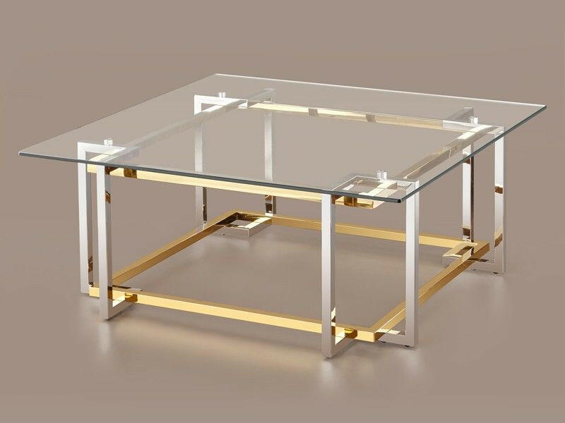 Glass Coffee Table Gold Chrome