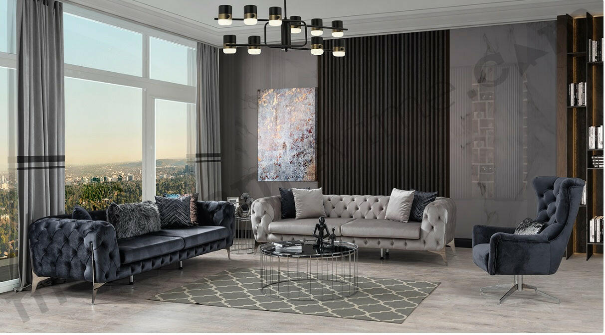 Hermes 3+2 sofa plush velvet