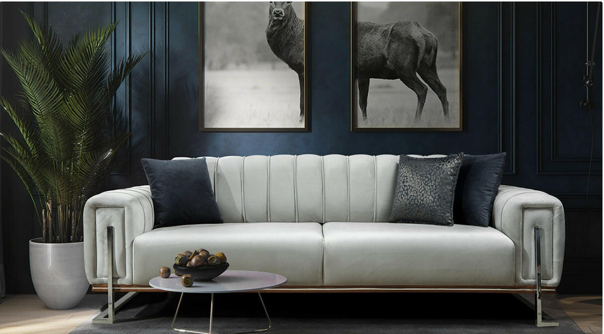 Chrometrimsofa goldtrimsofa velvetsofa dubaisofacollection plushvelvetsofas luxurysofa uniquesofas furniture sofas sofa cornersofa 3+2sofa homedecor design interiordesign livingroom home furnituredesigns love bespoke bespokesofas