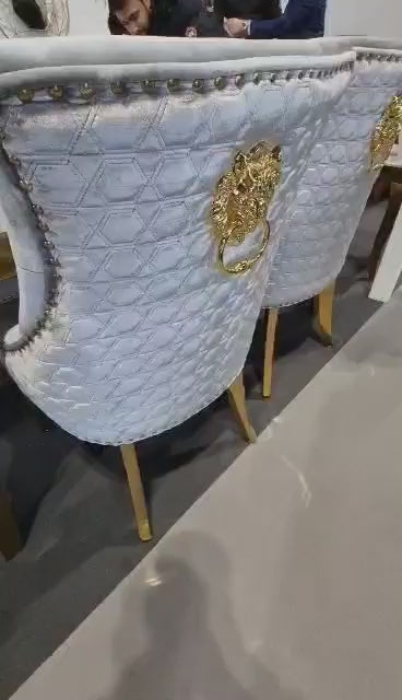 Lexi Chair Grey Pewter Velvet & Gold Detailing